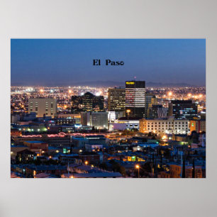 Poster El Paso, Texas à la nuit