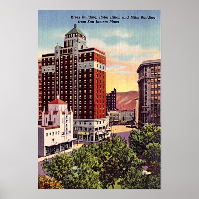 Poster El Paso, Texas Downtown 1940 (Devant)
