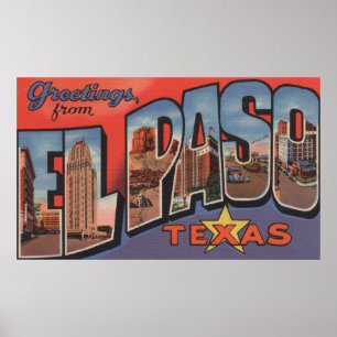Poster El Paso, Texas - Large Letter Scenes 2