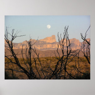 Poster El Pico Moonrise - Big Bend, Texas