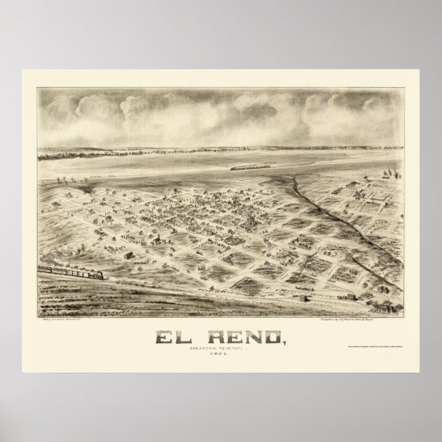 Poster El Reno, OK Carte panoramique - 1891 (Devant)