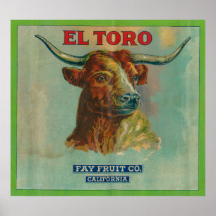 Poster El Toro Orange Étiquette
