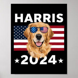 Poster Election Kamala Harris 2024 Golden Retriever Dog U