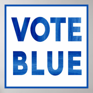 Poster Élection politique d'aquarelle audacieuse bleue de