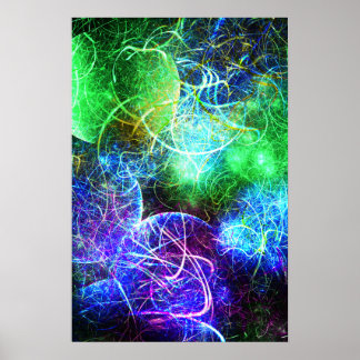 Poster Electric Neon Energy Fractal Art