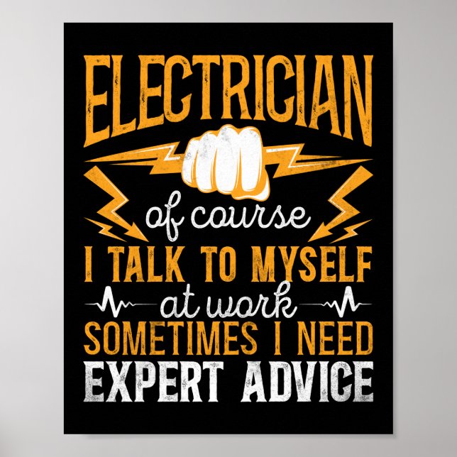 Poster Electricien Lineman Electricien Bien Sûr Je Parle (Devant)
