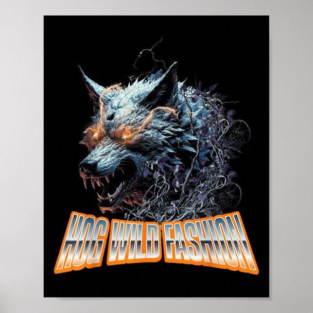 Poster Électrifié Wolf Chaos Animal Rage Énergie (Devant)