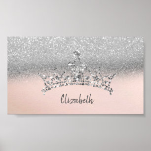 Poster Elegan tendance Parties scintillant argent Tiara