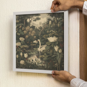 Poster Élégance botanique - Le cygne dans la forêt