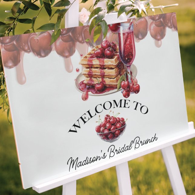 Poster Élégance Cerise en Fleurs Douche nuptiale Panneau  (Créateur téléchargé)