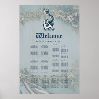 Poster Élégance dans les touches de piano et fleurit.