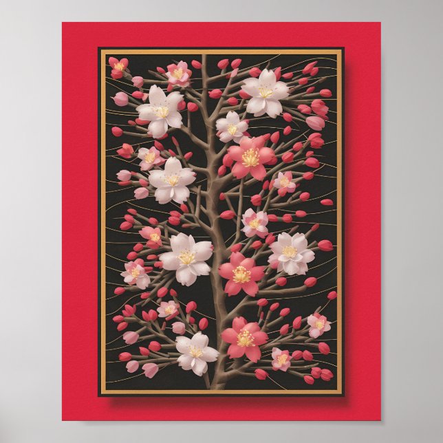 Poster Élégance de la fleur de cerisier : une symphonie f (Devant)