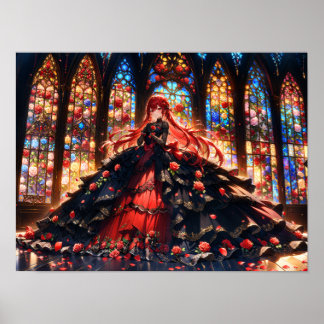 Poster Élégance de la Rose Cramoisie 