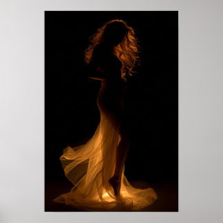 Poster Élégance de Silhouette Dorée Art
