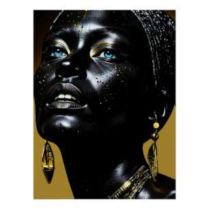 Poster Élégance dorée : La beauté noire avec bijoux