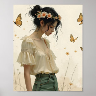 Poster Élégance Douce dans une Danse de Papillon