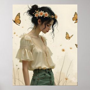 Poster Élégance douce dans une danse papillon
