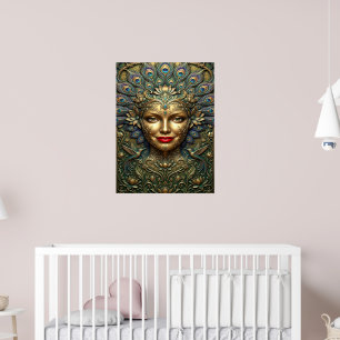 Poster Élégance du Paon – Portrait Fantastique Décoratif