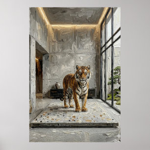 Poster Élégance du Tigre Architectural – Luxe Minimaliste