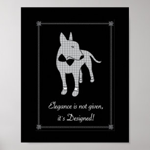 Poster Elegance English Bull Terrier cravate noire art an