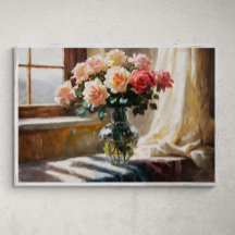 Elégance éphémère : Roses par la fenêtre