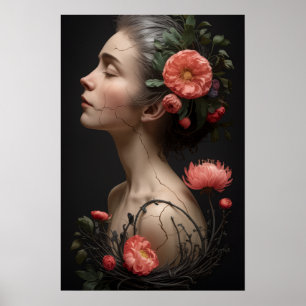 Poster Élégance fracturée - Fleurs de l'âme