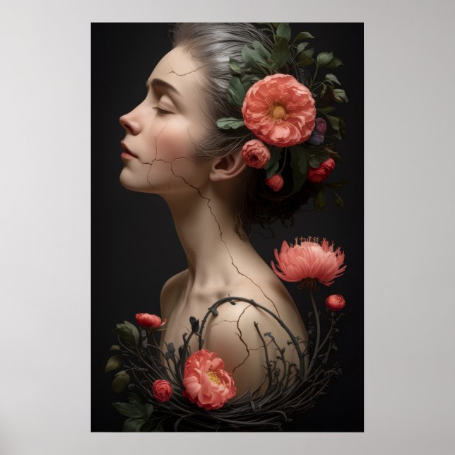 Poster Élégance fracturée - Fleurs de l'âme (Devant)