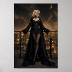 Poster Élégance gothique nocturne d'affiche de skyline