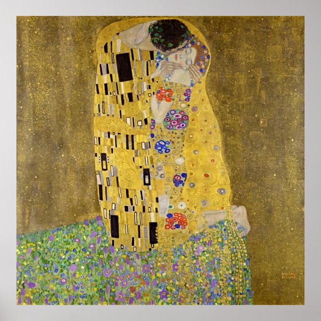 Poster Elégance intemporelle : Le baiser de Gustav Klimt (Devant)