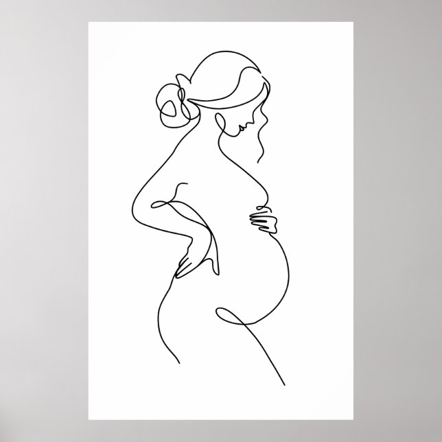 Poster Élégance maternelle : Art linéaire de femmes encei (Devant)