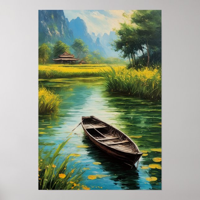 Poster Élégance rurale, Campagne Lac Marécageux (Devant)