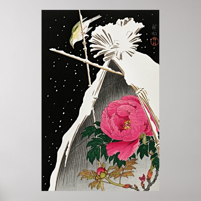 Poster Elégance tranquille : Bluechat et Peony de Sibérie (Devant)