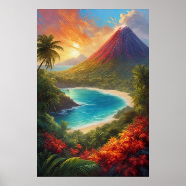 Poster Élégance tropicale, Dusk orange (Devant)