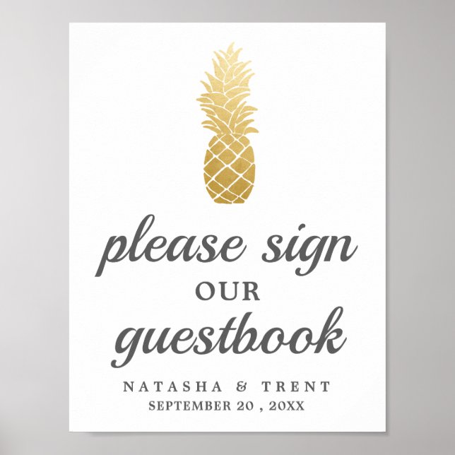Poster Élégance tropicale | Panneau Mariage ananas (Devant)