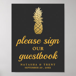 Poster Élégance tropicale   Panneau Mariage ananas