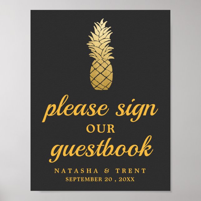 Poster Élégance tropicale | Panneau Mariage ananas (Devant)