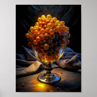 Poster "Élégance vive : Raisins orange en verre".