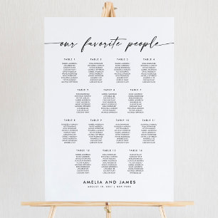 Poster Elégant 14 Tables Favoris Personnes Siège Graphiqu