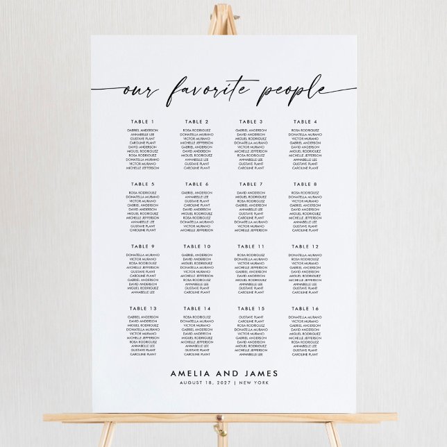 Poster Elégant 16 Tables Favoris Personnes Sièges Graphiq (Créateur téléchargé)