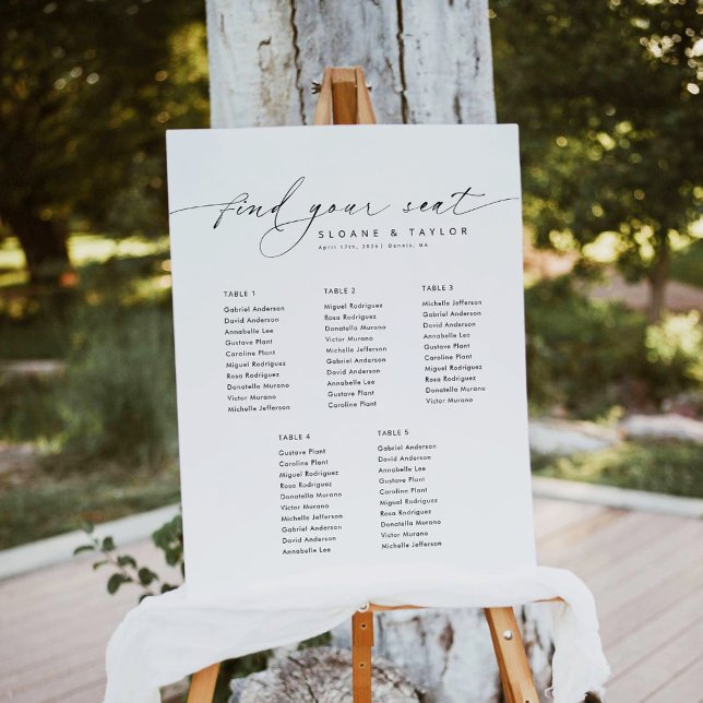 Poster Elégant 5 tables Welcome Seating Chart (Créateur téléchargé)