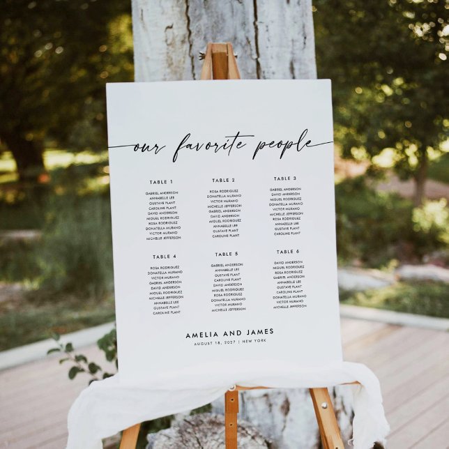 Poster Élégant 6 Tables Favoris Personnes Siège Graphique (Créateur téléchargé)