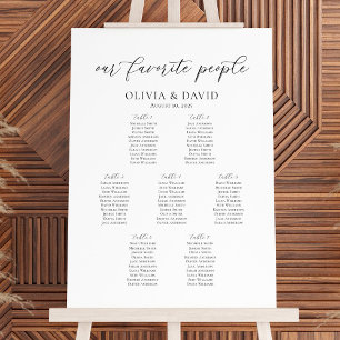 Poster Elégant 7 Tables Nos favoris Personnes Carte de si