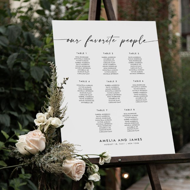 Poster Elégant 8 Tables Favoris Personnes Siège Graphique (Créateur téléchargé)