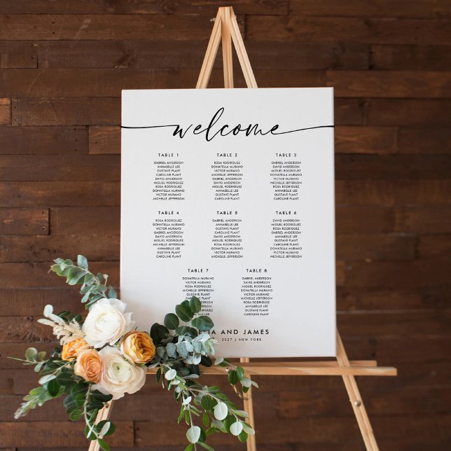 Poster Elégant 8 Tables Welcome Seating Chart (Créateur téléchargé)