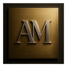 Elegant AM Monogram Brushed Gold Luxury Metallic S