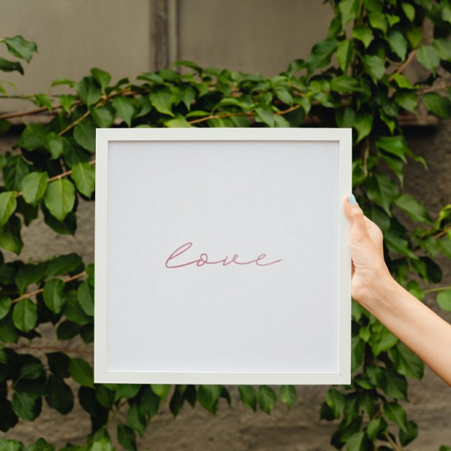Poster élégant amour rose rose rose faux feuille art mini (Créateur téléchargé)