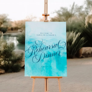 Poster Élégant Aqua Beach Mariage Répétition Dîner