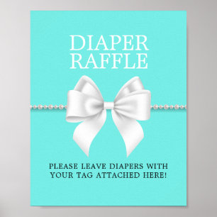 Poster Elégant Aqua Tiffany Baby shower Déchets Raffle