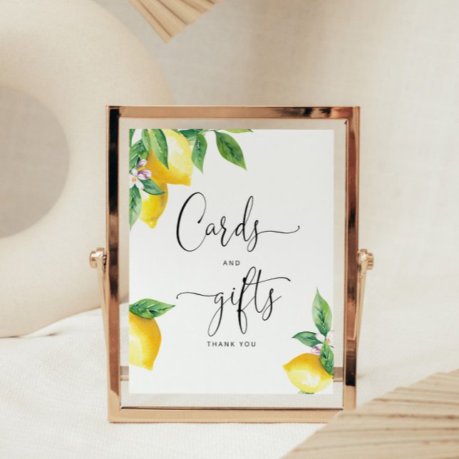 Poster Élégant aquarelle citrons Cartes et cadeaux (Créateur téléchargé)