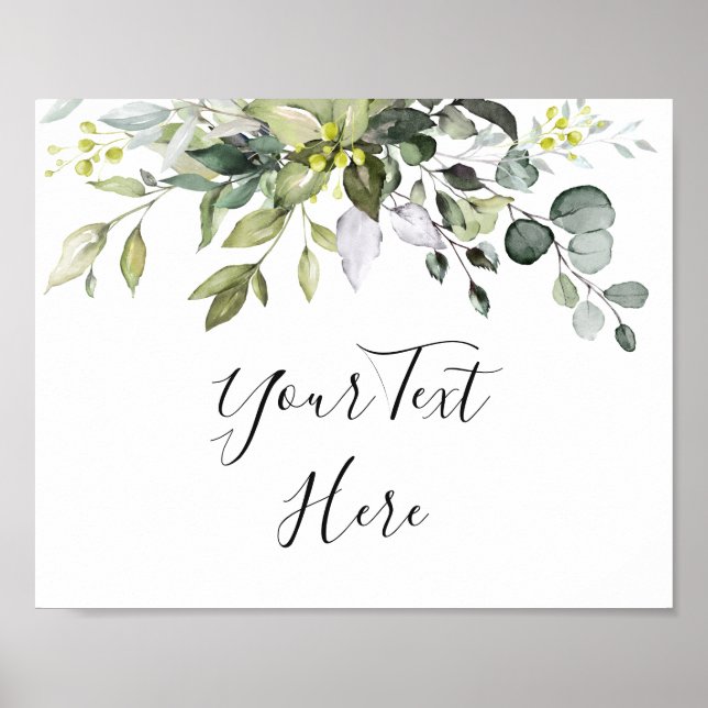 Poster Élégant Aquarelle Eucalyptus Mariage Panneau perso (Devant)
